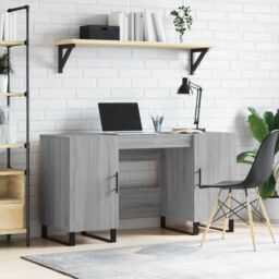 Berkfield Home Desk Grey Sonoma 140x50x75 cm Engineered Wood - Size: 140 x 50 x 75 cm - thumbnail 1