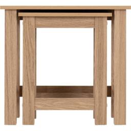 FORGEVIO Nest Of 2 Tables Space Saving Natural Oak Effect Modern in Light Oak - thumbnail 3