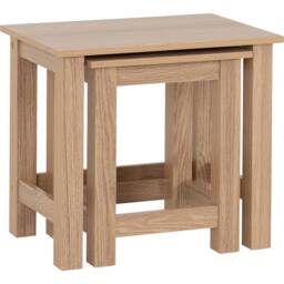 FORGEVIO Nest Of 2 Tables Space Saving Natural Oak Effect Modern in Light Oak - thumbnail 2