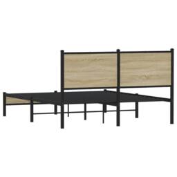Berkfield Home Metal Bed Frame without Mattress Sonoma Oak 140x200 cm in Brown - thumbnail 7