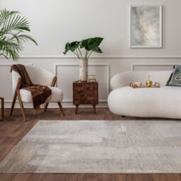 The Rug Shop UK Silver Modern Luxurious Easy to clean Machine Made Abstract Abstract Area Rug - Size: 200 cm x 290 cm - thumbnail 1