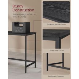 VASAGLE Industrial Computer Desk Office Table Study Bedroom in Black - thumbnail 4