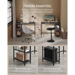 VASAGLE Industrial Computer Desk Office Table Study Bedroom in Black - thumbnail 3