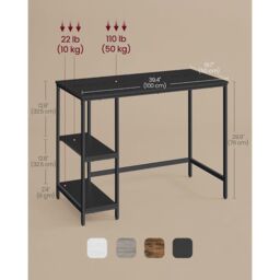 VASAGLE Industrial Computer Desk Office Table Study Bedroom in Black - thumbnail 2