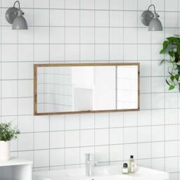 Berkfield Home LED Bathroom Mirror Artisan Oak 100x8.5x37 cm Engineered Wood in Brown - thumbnail 4
