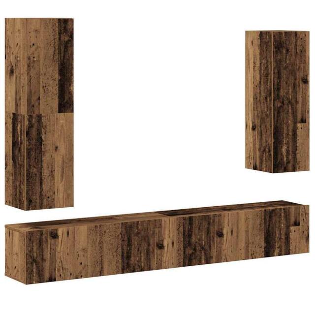 Berkfield Home 4 Piece TV Cabinet Set Wall-mounted Old Wood Engineered Wood in Brown - image 1