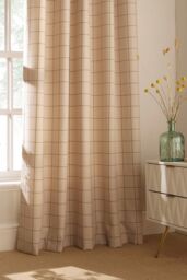 Furn Ellis Windowpane Check Eyelet Curtains in Natural - Size: 229 cm width x 183 cm drop - thumbnail 3