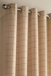 Furn Ellis Windowpane Check Eyelet Curtains in Natural - Size: 229 cm width x 183 cm drop - thumbnail 2