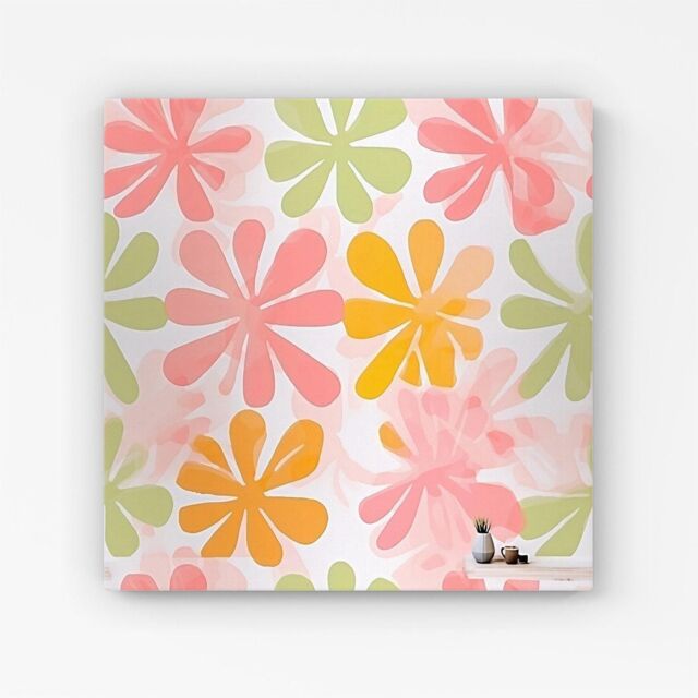 Warren Reed - Designer Yellow & Pink Flowers Canvas - Size: w10 inch x h10 inch - image 1