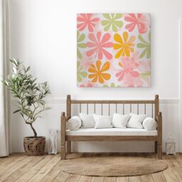 Warren Reed - Designer Yellow & Pink Flowers Canvas - Size: w10 inch x h10 inch - thumbnail 3