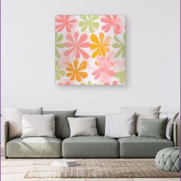Warren Reed - Designer Yellow & Pink Flowers Canvas - Size: w10 inch x h10 inch - thumbnail 4