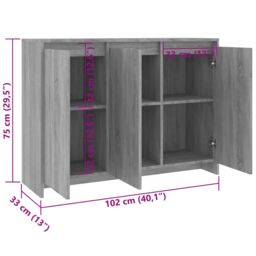 Berkfield Home Sideboard Grey Sonoma 102x33x75 cm Engineered Wood - Size: 102 x 33 x 75 cm - thumbnail 8