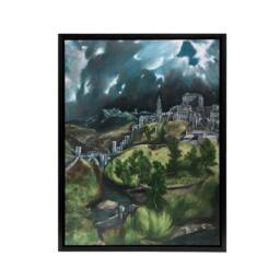 "Artery8 View of Toledo Landscape Painting El Greco Black Framed Canvas Art - Size: W12"" x H16""" - thumbnail 1