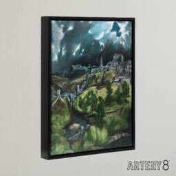 "Artery8 View of Toledo Landscape Painting El Greco Black Framed Canvas Art - Size: W12"" x H16""" - thumbnail 2