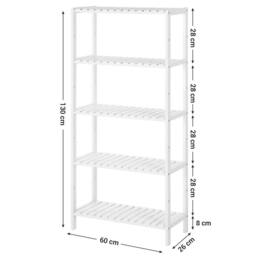 KORVIXA 5-Tier Bathroom Storage Shelves Bamboo Shelf in White - Size: 100 cm - thumbnail 2