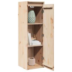 Berkfield Home Wall Cabinet 30x30x100 cm Solid Pinewood in Light Tan - Size: 30 x 30 x 100 cm - thumbnail 1