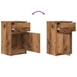 Berkfield Home Bedside Cabinet Old Wood 39x35x65 cm Engineered Wood - Size: 39 x 35 x 65 cm - thumbnail 9