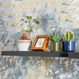 Harbour Housewares 60cm Floating Wall Shelf - Wall Mounted Shelf for Storage & Display in Black - thumbnail 5