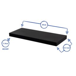Harbour Housewares 60cm Floating Wall Shelf - Wall Mounted Shelf for Storage & Display in Black - thumbnail 3