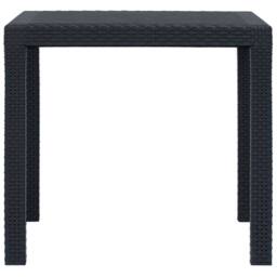 Berkfield Home Garden Table Anthracite 79x79x72 cm Plastic Rattan Look in Black - Size: 79 x 79 x 72 cm - thumbnail 3