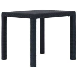 Berkfield Home Garden Table Anthracite 79x79x72 cm Plastic Rattan Look in Black - Size: 79 x 79 x 72 cm - thumbnail 2