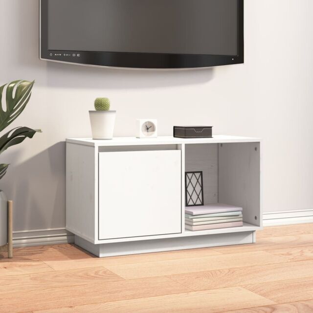 Berkfield Home TV Cabinet White 74x35x44 cm Solid Wood Pine - Size: 74 x 35 x 44 cm - image 1