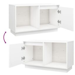 Berkfield Home TV Cabinet White 74x35x44 cm Solid Wood Pine - Size: 74 x 35 x 44 cm - thumbnail 6