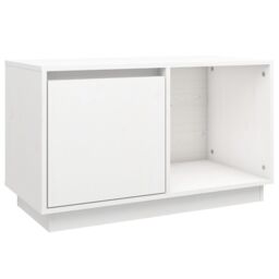Berkfield Home TV Cabinet White 74x35x44 cm Solid Wood Pine - Size: 74 x 35 x 44 cm - thumbnail 2