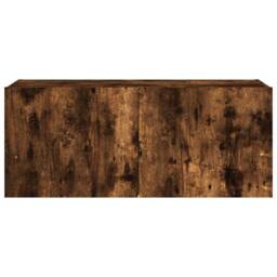 Berkfield Home TV Wall Cabinet with LED Lights Smoked Oak 100x35x41 cm in Brown - Size: 100 x 35 x 41 cm - thumbnail 9