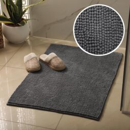 Allure Bath Fashions Chenille Bobble Bath Mat 60 x 90cm - Super Soft Microfibre & Non-Slip in Charcoal - Size: 60 x 90 cm - thumbnail 2