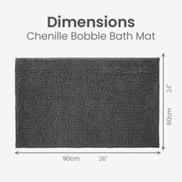 Allure Bath Fashions Chenille Bobble Bath Mat 60 x 90cm - Super Soft Microfibre & Non-Slip in Charcoal - Size: 60 x 90 cm - thumbnail 5