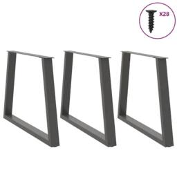 Berkfield Home Modern Dining Table Legs V-Shape 3 pcs Anthracite 90x(72-73.3) cm in Charcoal - thumbnail 1