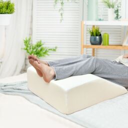 Costway Elevating Memory Foam Leg Rest Pillow Wedge Support Pillow W/ Washable Cover in White - thumbnail 6