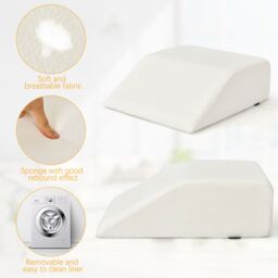 Costway Elevating Memory Foam Leg Rest Pillow Wedge Support Pillow W/ Washable Cover in White - thumbnail 4