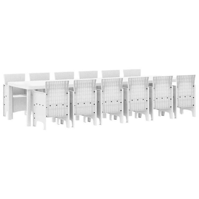 Berkfield Home 13 Piece Garden Dining Set White Poly Rattan - image 1