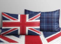 Velosso Union Jack Reversible Cotton Rich Printed Duvet Cover & Pillowcase Set in Blue - Size: Single - thumbnail 4
