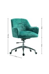 Living and Home Green Velvet Upholstered Wheeled Swivel Office Chair - thumbnail 6