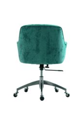 Living and Home Green Velvet Upholstered Wheeled Swivel Office Chair - thumbnail 5