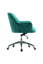 Living and Home Green Velvet Upholstered Wheeled Swivel Office Chair - thumbnail 4
