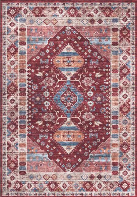 THE RUGS Madar Vintage Washable Rug - Ultra Soft Polyamide Non Slip Design in Red - Size: 120 cm x 160 cm - image 1