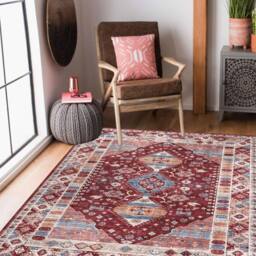 THE RUGS Madar Vintage Washable Rug - Ultra Soft Polyamide Non Slip Design in Red - Size: 120 cm x 160 cm - thumbnail 3