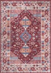 THE RUGS Madar Vintage Washable Rug - Ultra Soft Polyamide Non Slip Design in Red - Size: 120 cm x 160 cm - thumbnail 1