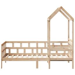 Berkfield Home Day Bed with Roof without Mattress 80x200 cm Solid Wood in Brown - thumbnail 4