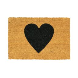 Nicola Spring Coir Door Mat - 60 x 40cm - Black Heart - Size: 40 cm x 60 cm - thumbnail 1