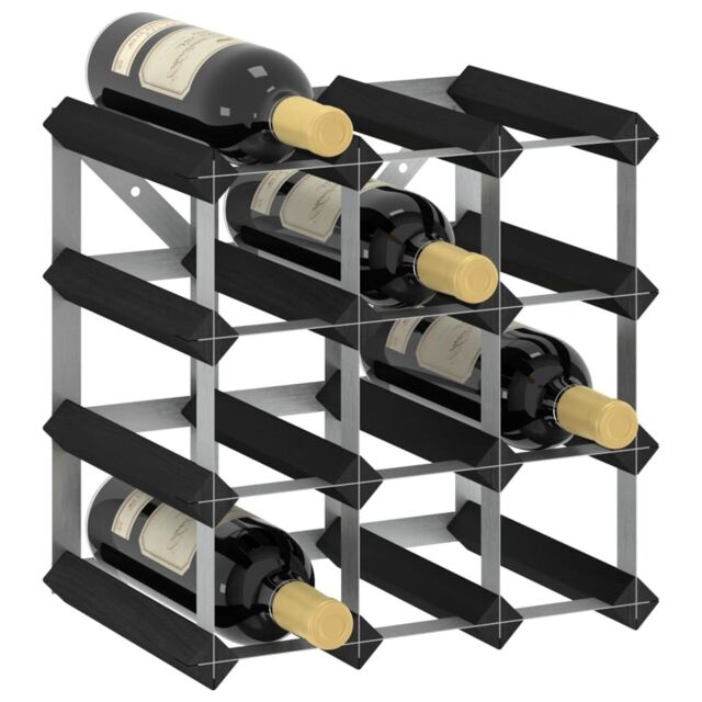 Berkfield Home Wine Rack for 12 Bottles Black Solid Pine Wood - image 1