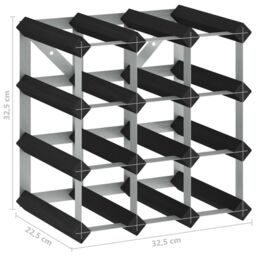 Berkfield Home Wine Rack for 12 Bottles Black Solid Pine Wood - thumbnail 5