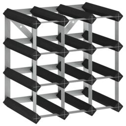 Berkfield Home Wine Rack for 12 Bottles Black Solid Pine Wood - thumbnail 2
