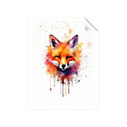 "Warren Reed - Designer Watercolour Splashart Fox Face Unframed Art Print - Size: W24"" x H36""" - thumbnail 2