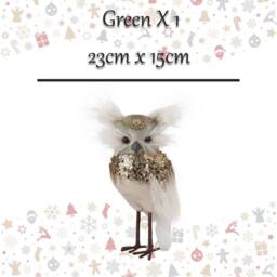 VFM e-Store Christmas Velvet Owl Decoration 23cm x 15cm Green X 1 - Size: 23 cm x 15 cm - thumbnail 2