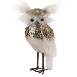 VFM e-Store Christmas Velvet Owl Decoration 23cm x 15cm Green X 1 - Size: 23 cm x 15 cm